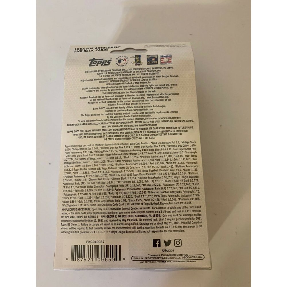New 2021 Topps Series 1 Hanger Box - New Sealed MLB 70th‎ Anniversary RC - Picture 5 of 5